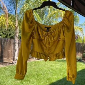 🌸3/$20 FOREVER 21, corset crop top, gold, NWT, size S